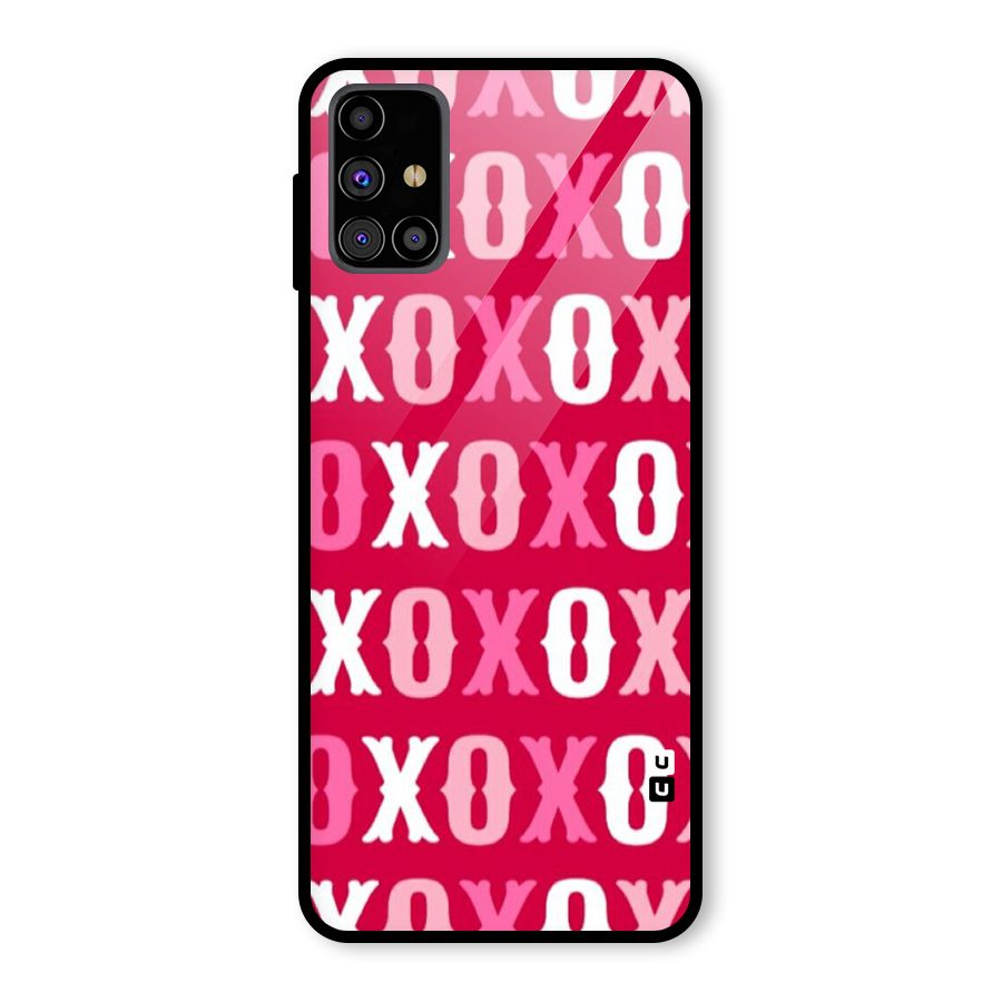 Pink White Xoxo Glass Back Case for Galaxy M31s