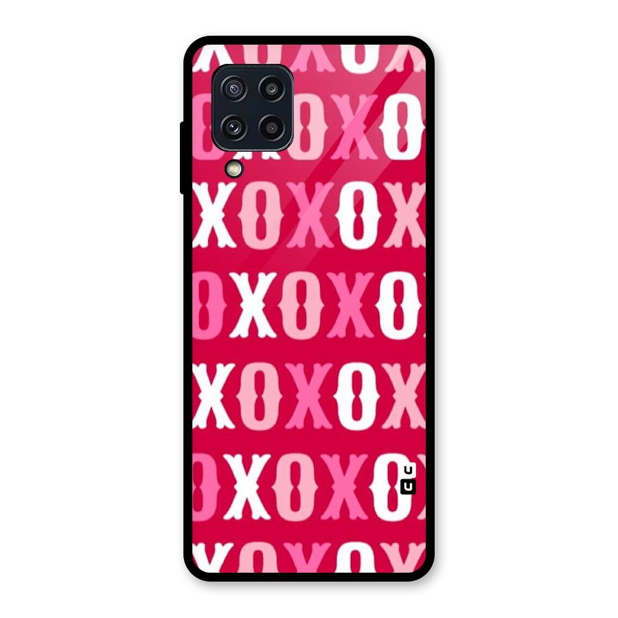 Pink White Xoxo Glass Back Case for Galaxy M32
