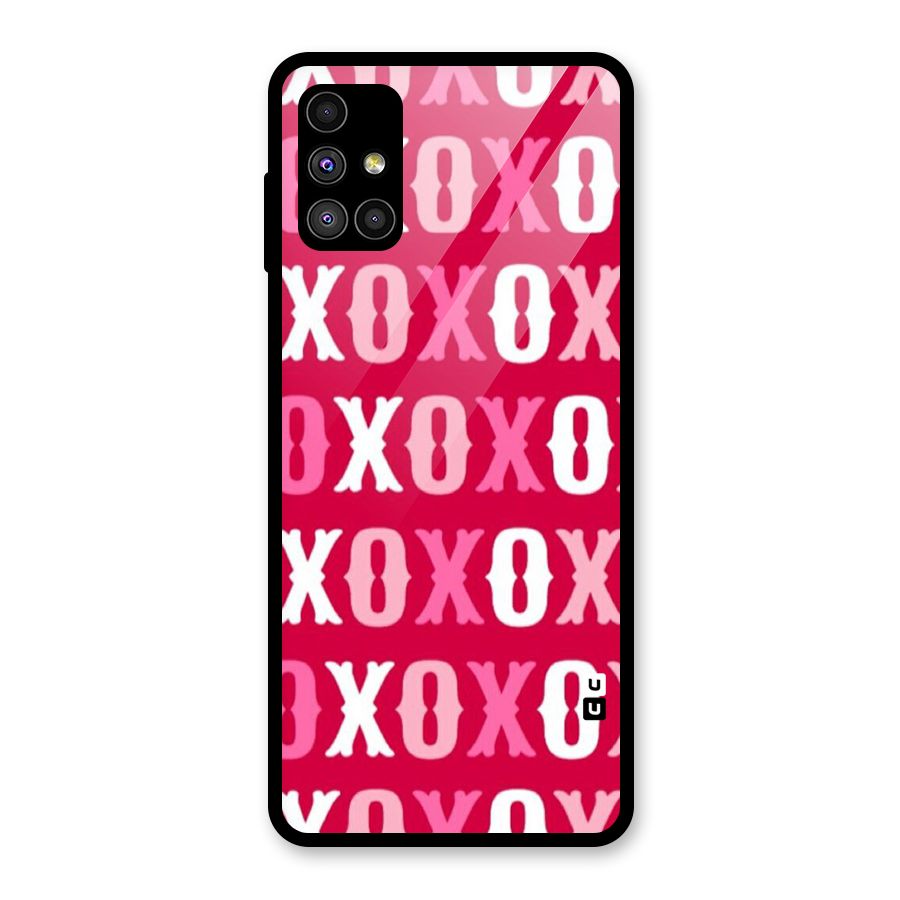 Pink White Xoxo Glass Back Case for Galaxy M51