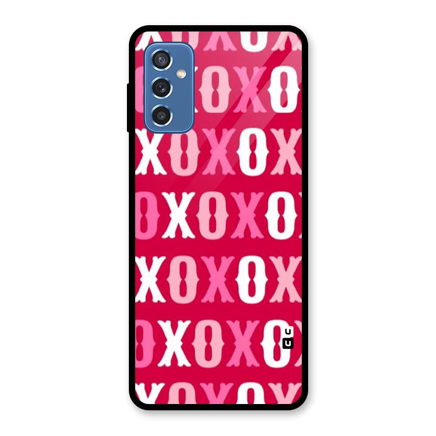 Pink White Xoxo Glass Back Case for Galaxy M52 5G