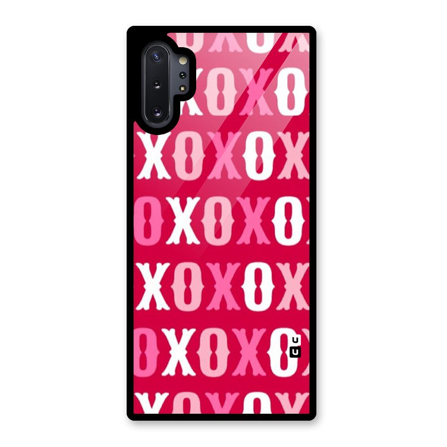 Pink White Xoxo Glass Back Case for Galaxy Note 10 Plus