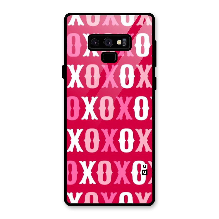 Pink White Xoxo Glass Back Case for Galaxy Note 9