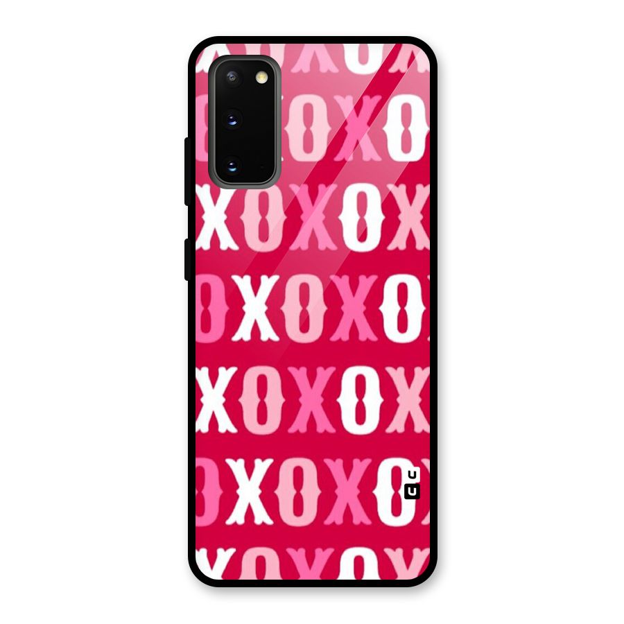 Pink White Xoxo Glass Back Case for Galaxy S20