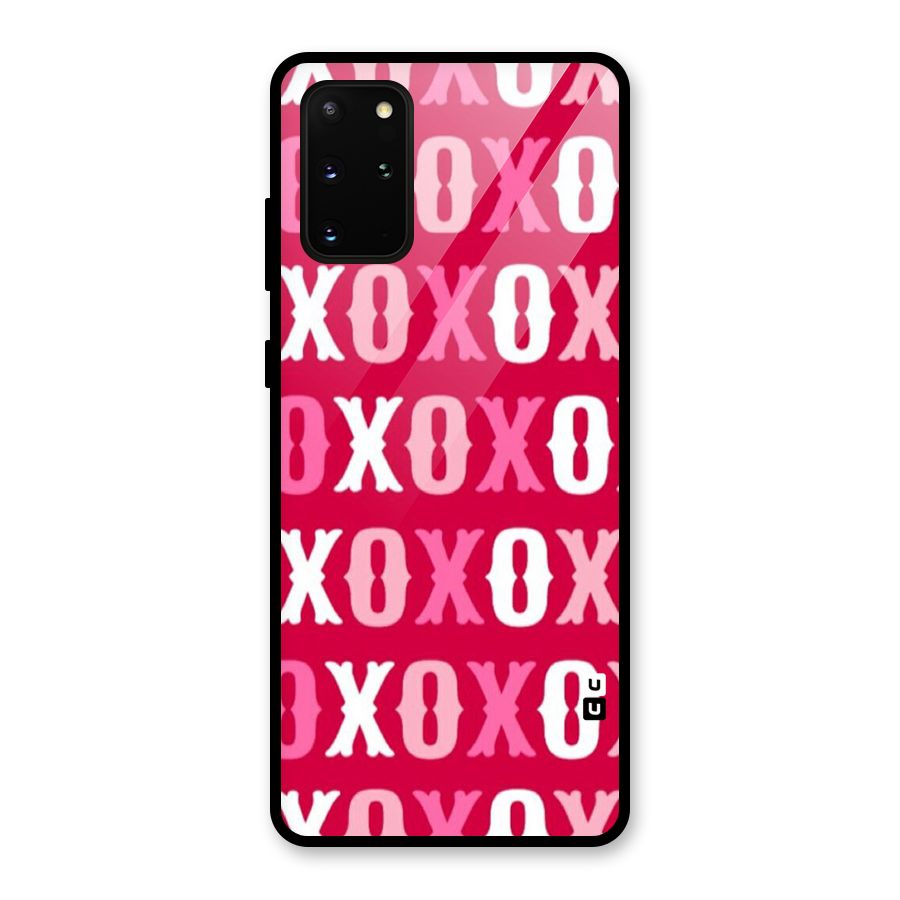Pink White Xoxo Glass Back Case for Galaxy S20 Plus