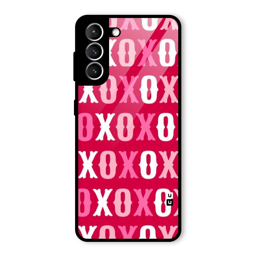 Pink White Xoxo Glass Back Case for Galaxy S21 5G