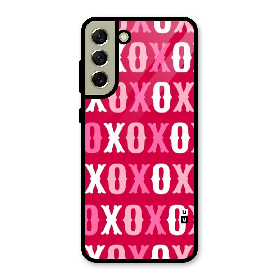 Pink White Xoxo Glass Back Case for Galaxy S21 FE 5G