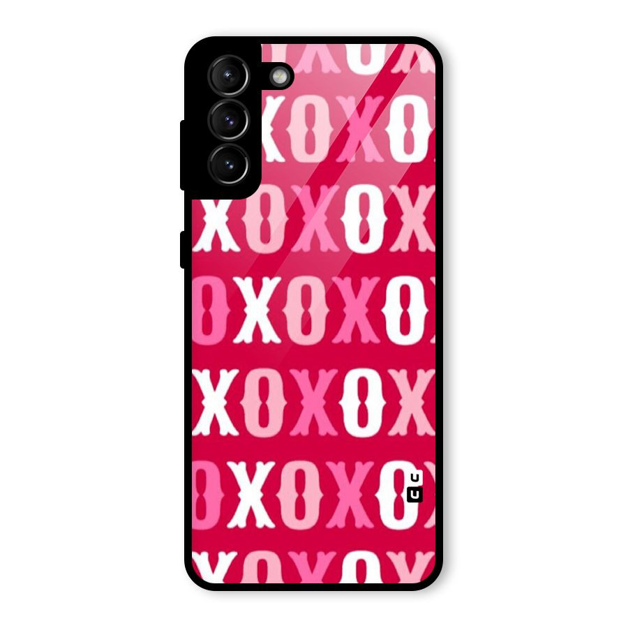 Pink White Xoxo Glass Back Case for Galaxy S21 Plus