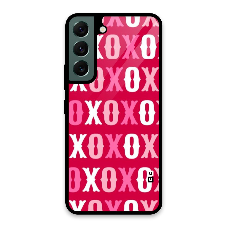 Pink White Xoxo Glass Back Case for Galaxy S22 5G