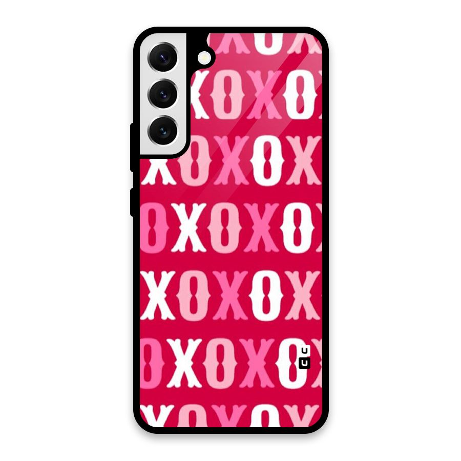 Pink White Xoxo Glass Back Case for Galaxy S22 Plus 5G