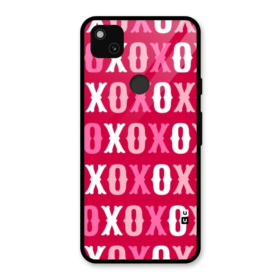Pink White Xoxo Glass Back Case for Google Pixel 4a