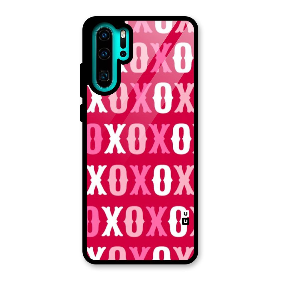 Pink White Xoxo Glass Back Case for Huawei P30 Pro