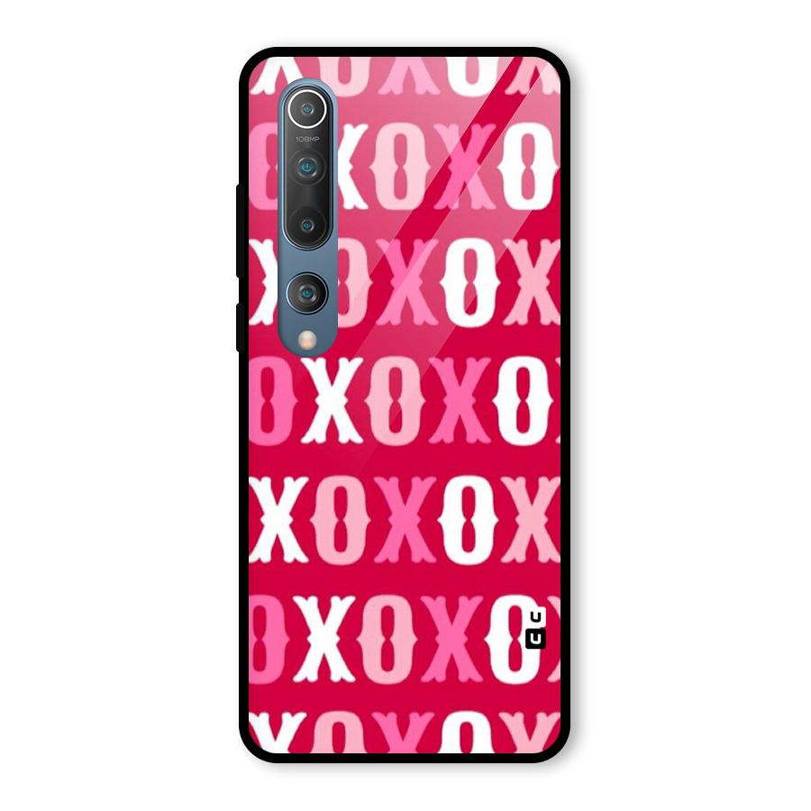 Pink White Xoxo Glass Back Case for Mi 10