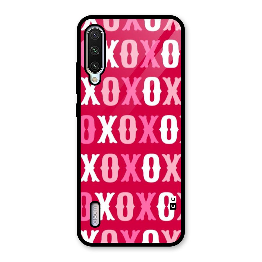Pink White Xoxo Glass Back Case for Mi A3