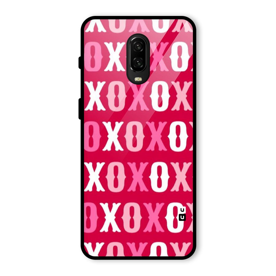 Pink White Xoxo Glass Back Case for OnePlus 6T