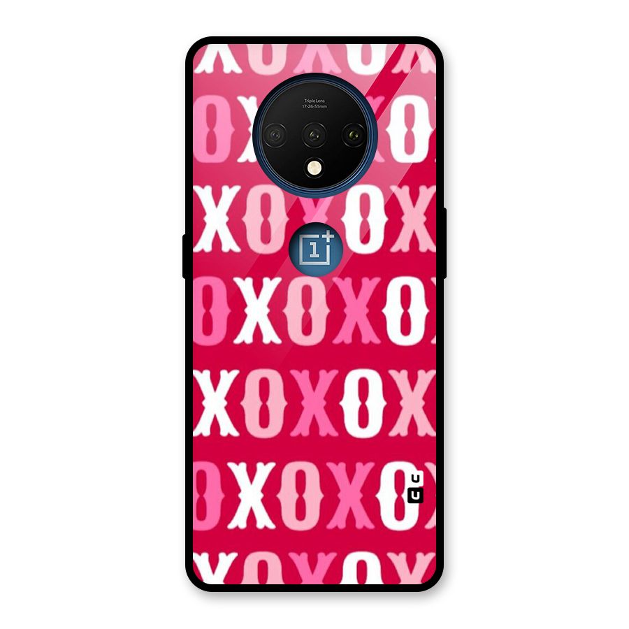 Pink White Xoxo Glass Back Case for OnePlus 7T