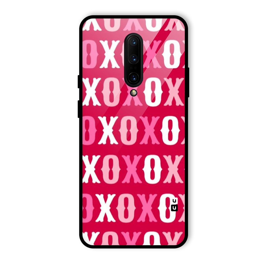 Pink White Xoxo Glass Back Case for OnePlus 7 Pro