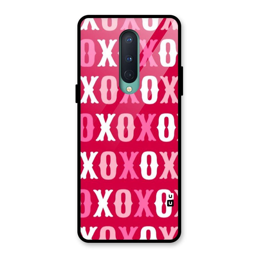 Pink White Xoxo Glass Back Case for OnePlus 8
