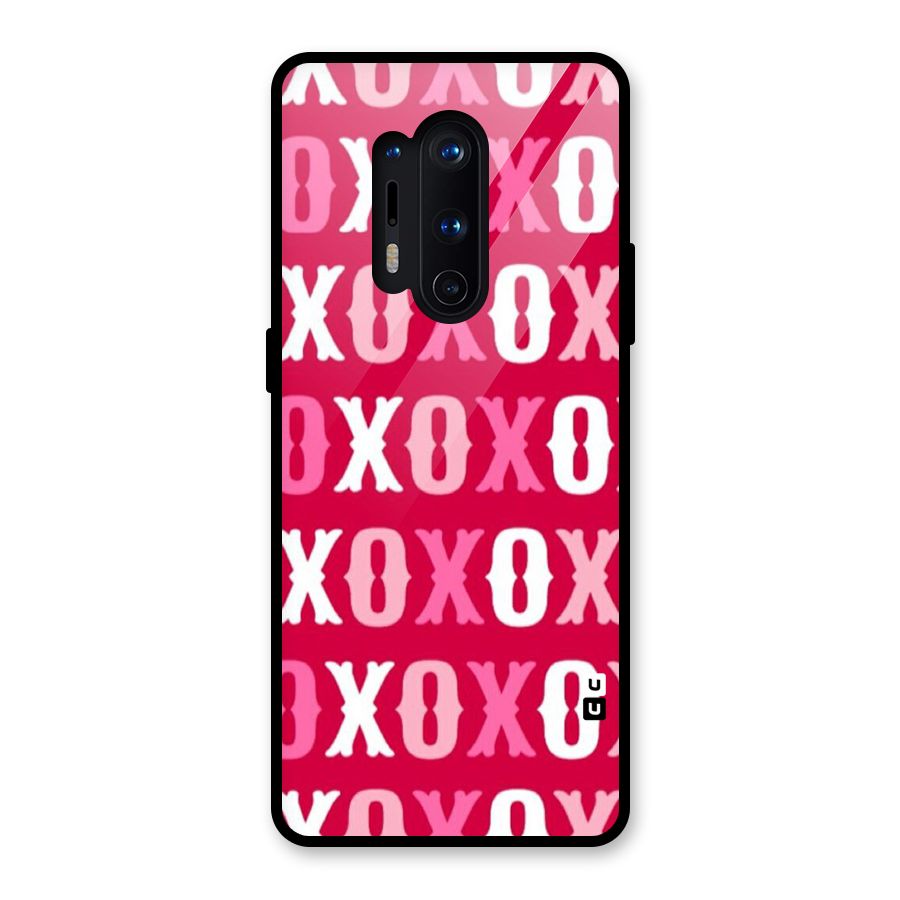 Pink White Xoxo Glass Back Case for OnePlus 8 Pro