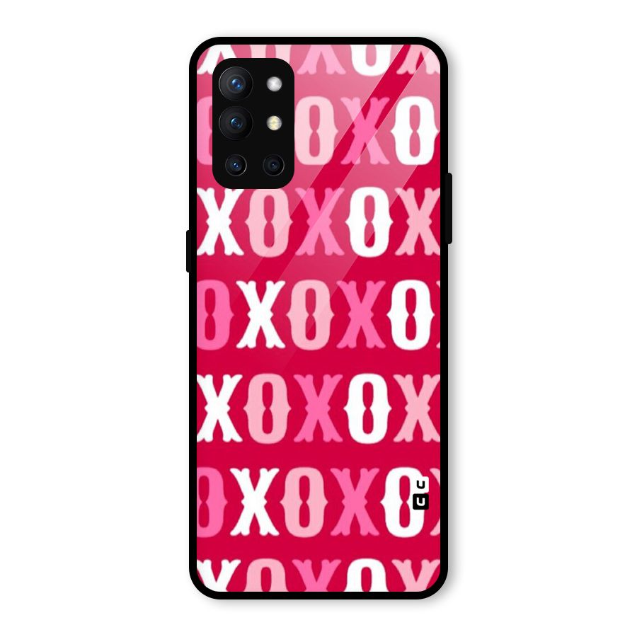 Pink White Xoxo Glass Back Case for OnePlus 9R
