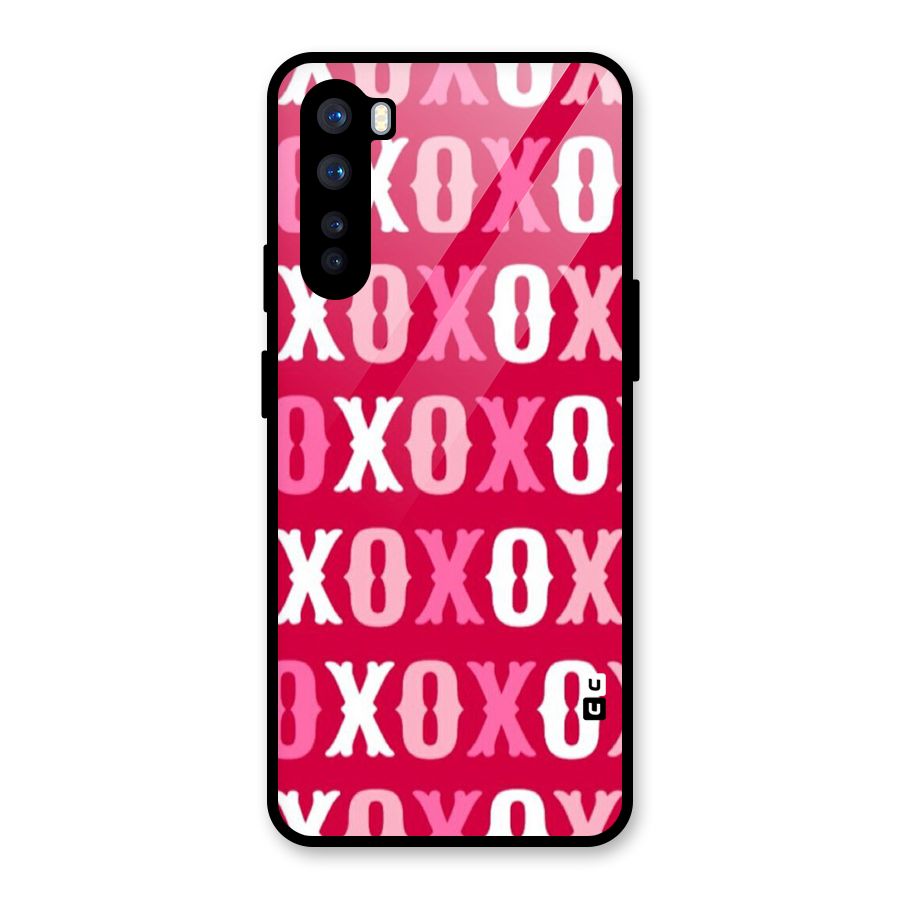 Pink White Xoxo Glass Back Case for OnePlus Nord
