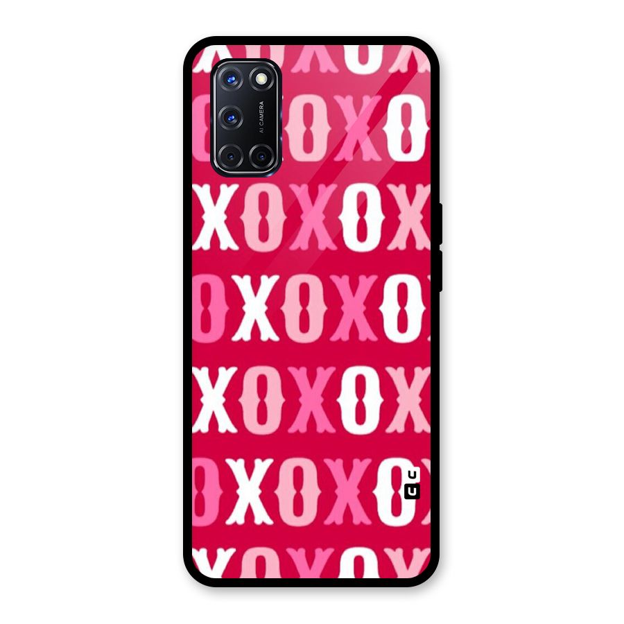 Pink White Xoxo Glass Back Case for Oppo A52