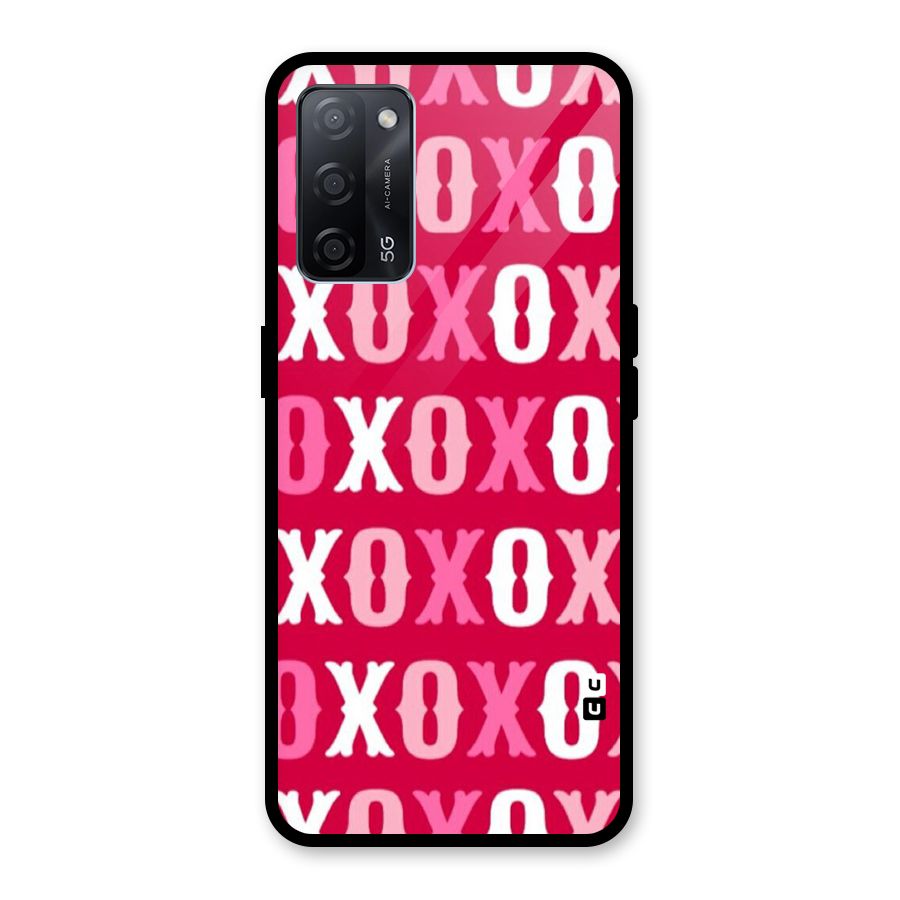 Pink White Xoxo Glass Back Case for Oppo A53s 5G