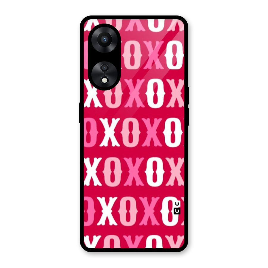 Pink White Xoxo Glass Back Case for Oppo A78