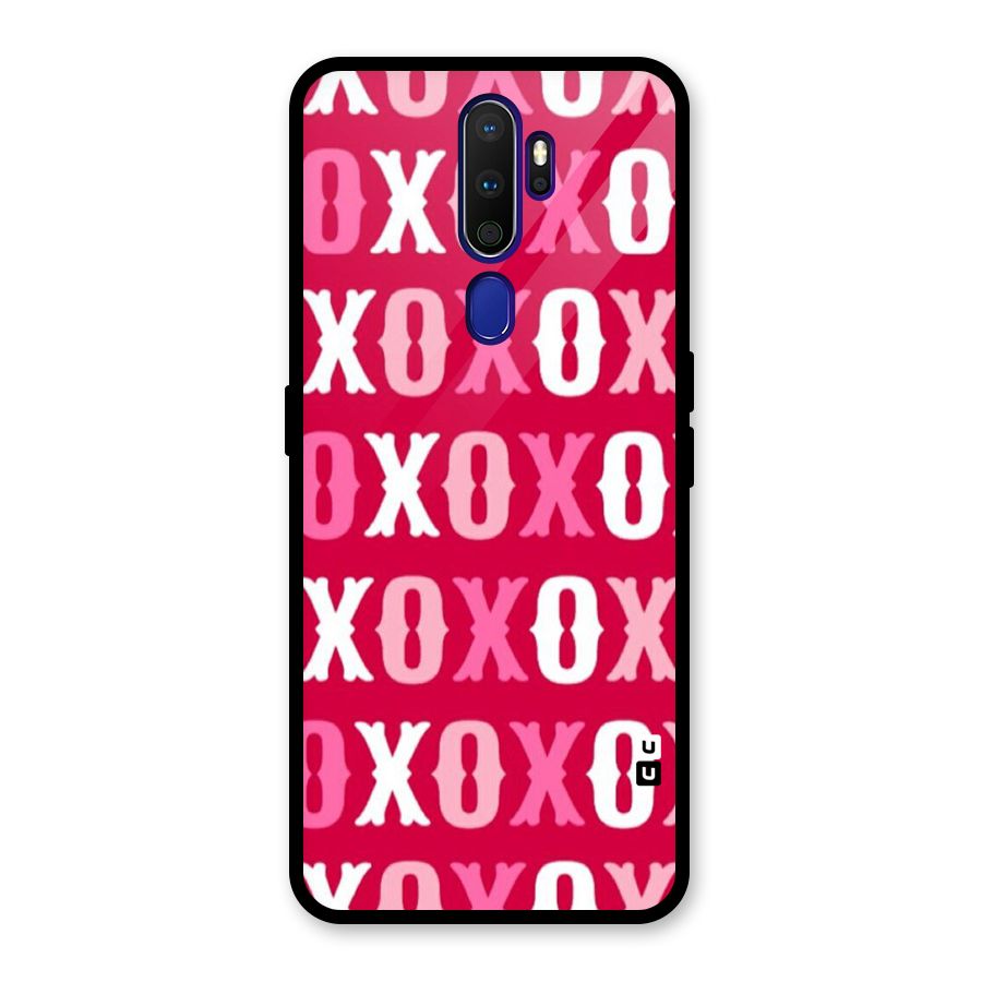 Pink White Xoxo Glass Back Case for Oppo A9 (2020)