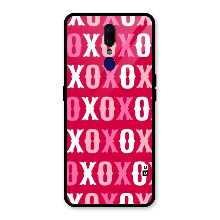 Pink White Xoxo Glass Back Case for Oppo F11