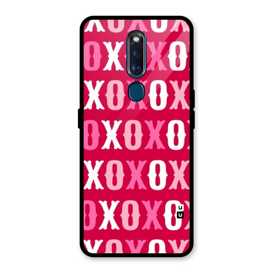Pink White Xoxo Glass Back Case for Oppo F11 Pro