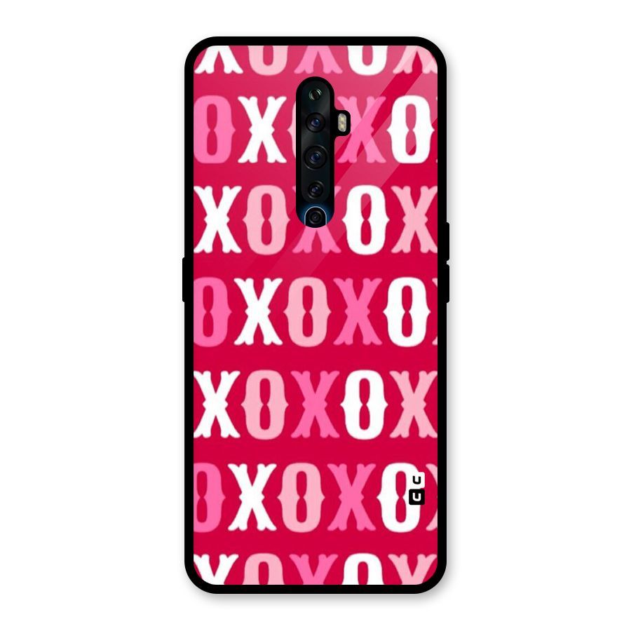 Pink White Xoxo Glass Back Case for Oppo Reno2 Z