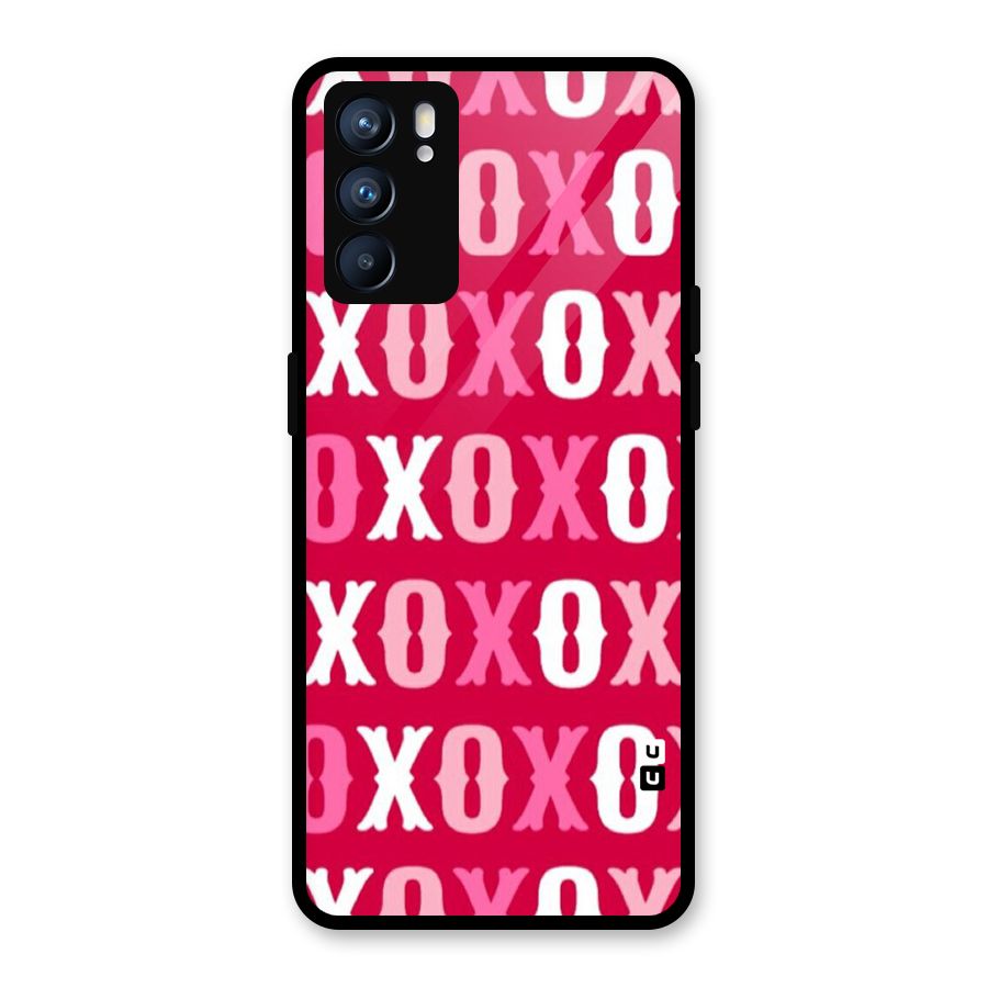 Pink White Xoxo Glass Back Case for Oppo Reno6 5G