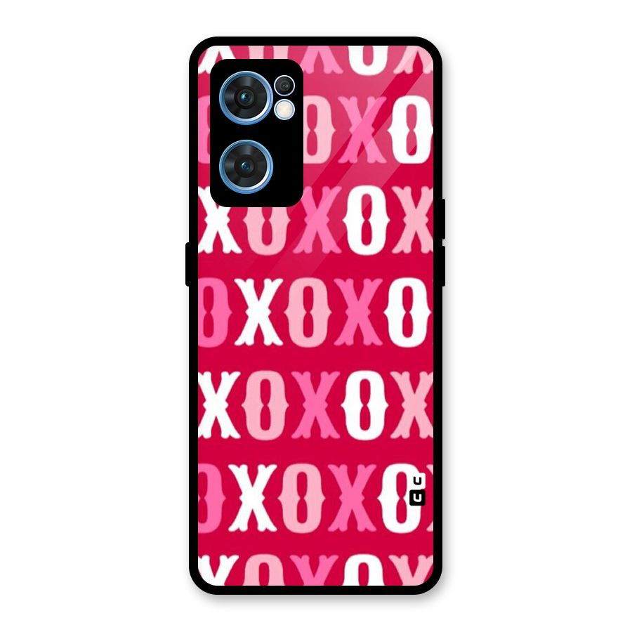 Pink White Xoxo Glass Back Case for Oppo Reno7 5G