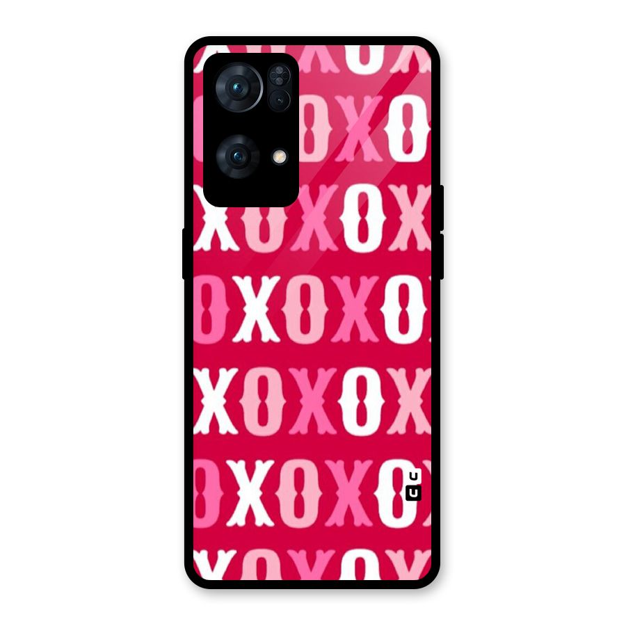 Pink White Xoxo Glass Back Case for Oppo Reno7 Pro 5G