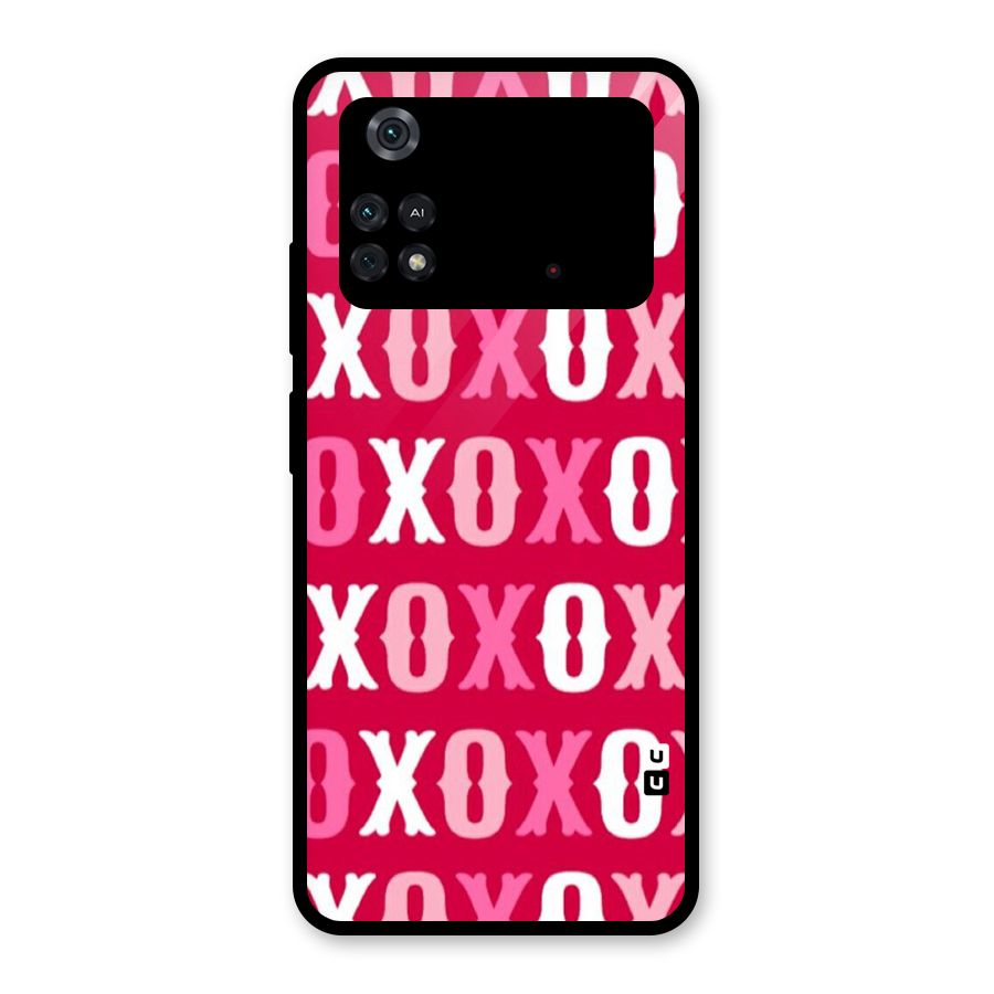 Pink White Xoxo Glass Back Case for Poco M4 Pro 4G