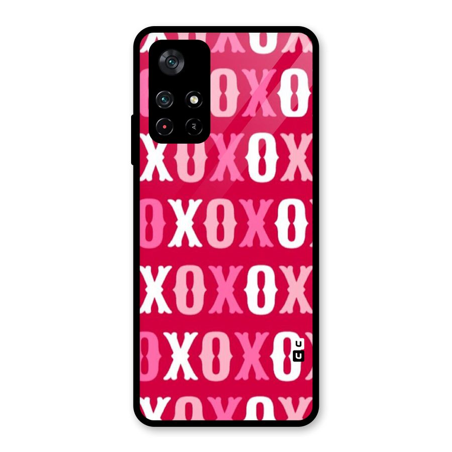 Pink White Xoxo Glass Back Case for Poco M4 Pro 5G