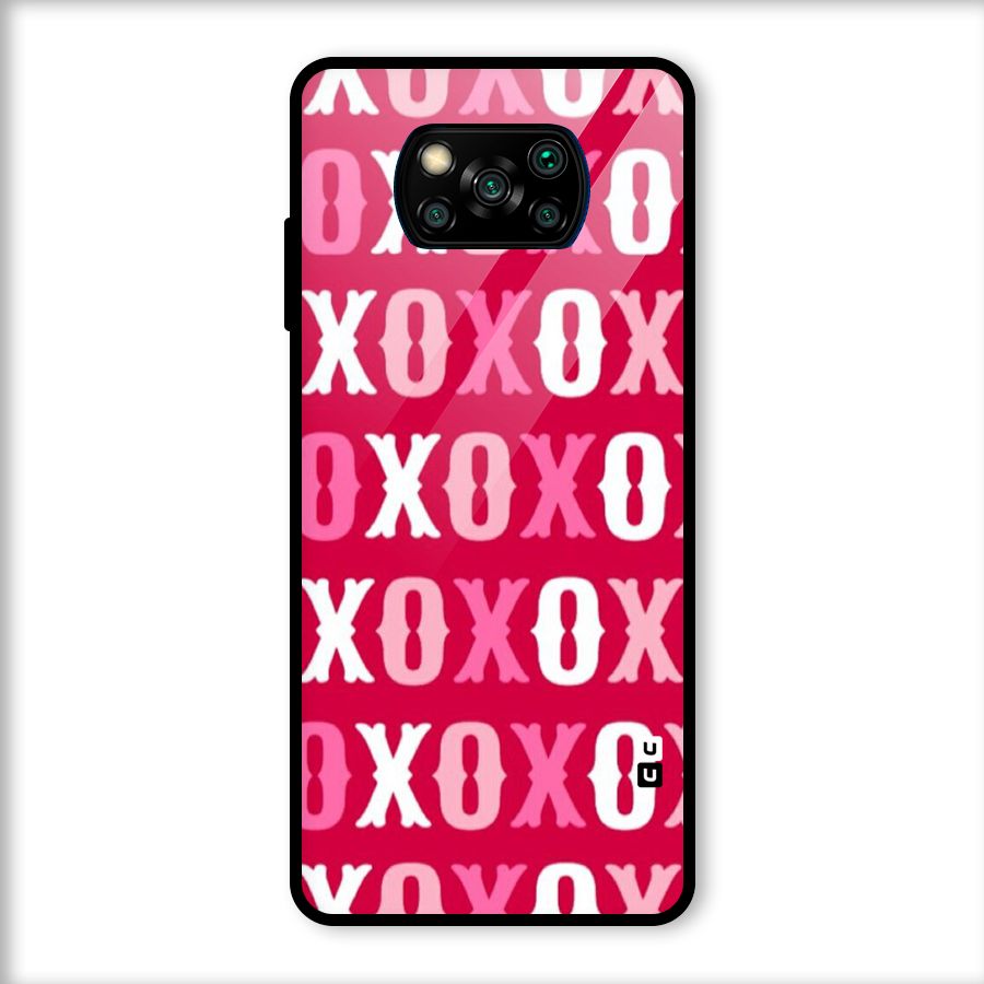 Pink White Xoxo Glass Back Case for Poco X3
