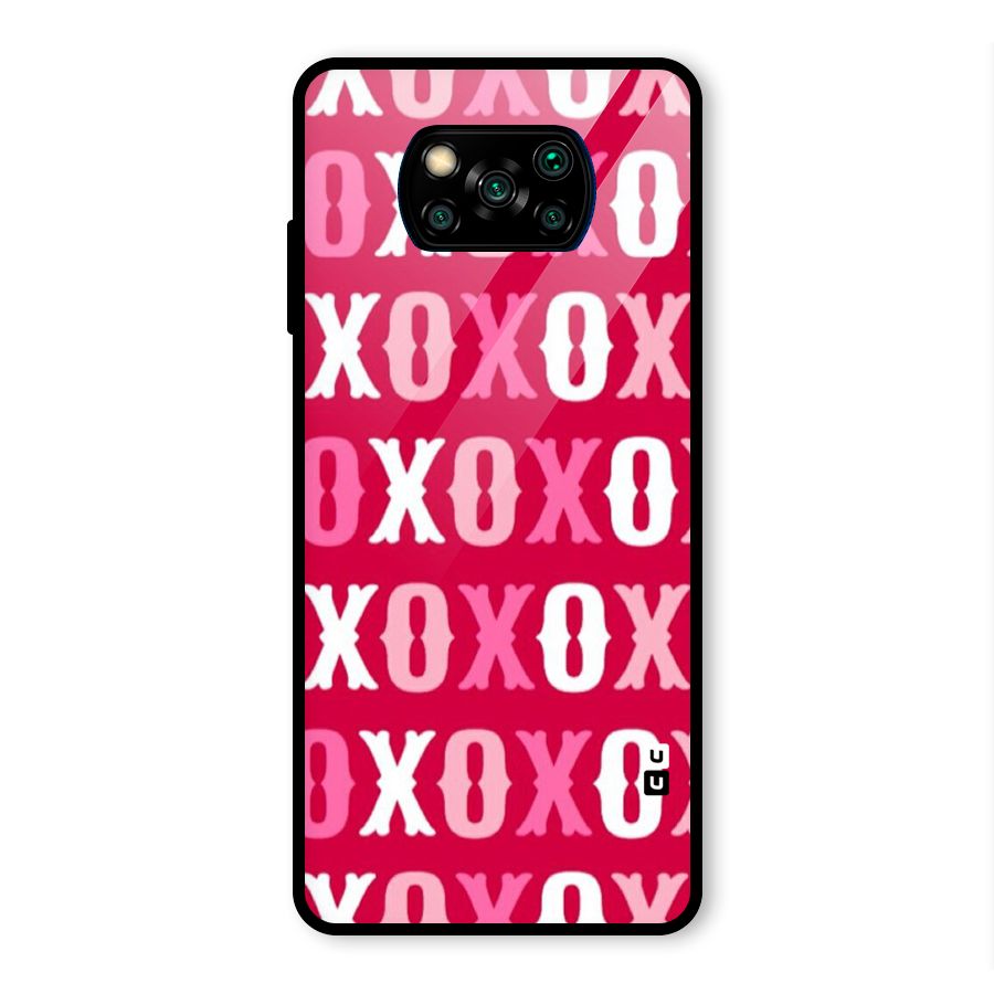 Pink White Xoxo Glass Back Case for Poco X3 Pro