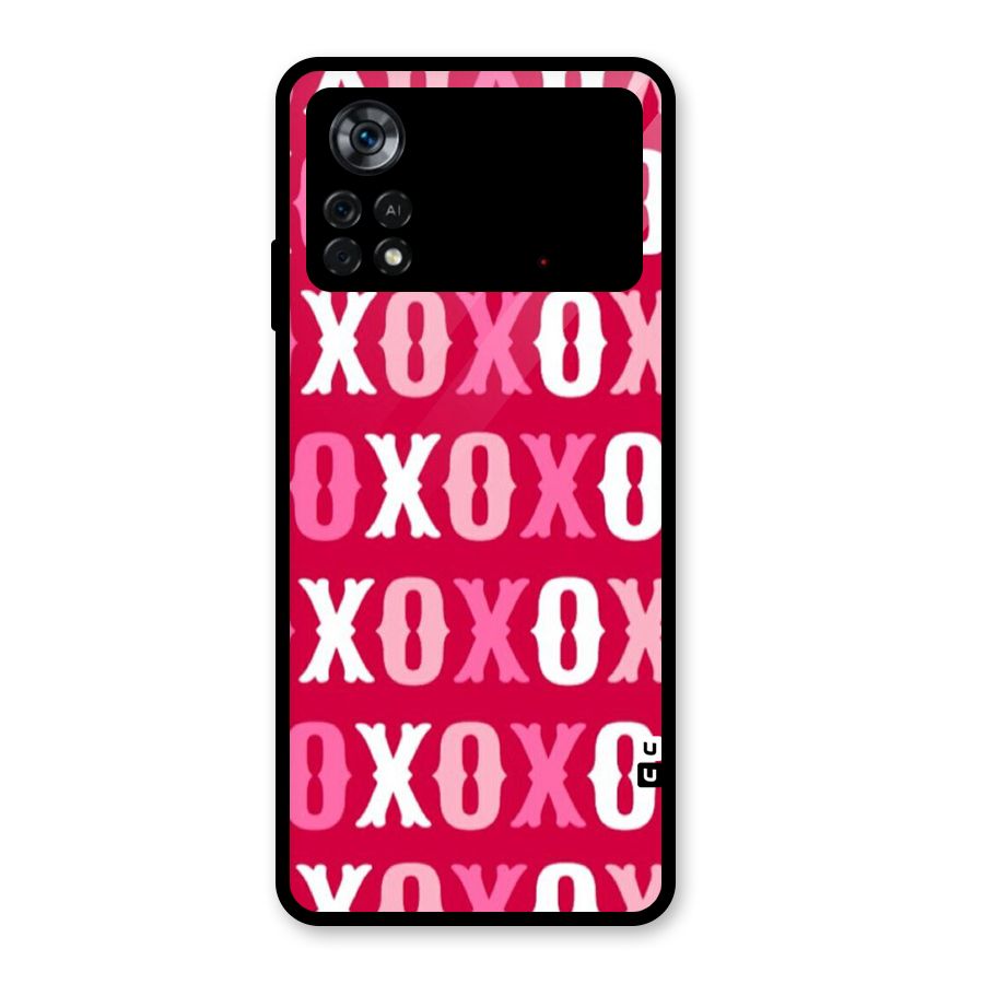 Pink White Xoxo Glass Back Case for Poco X4 Pro 5G