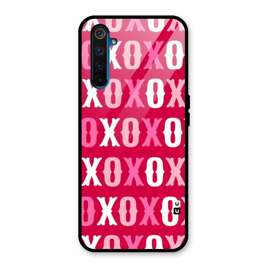 Pink White Xoxo Glass Back Case for Realme 6 Pro