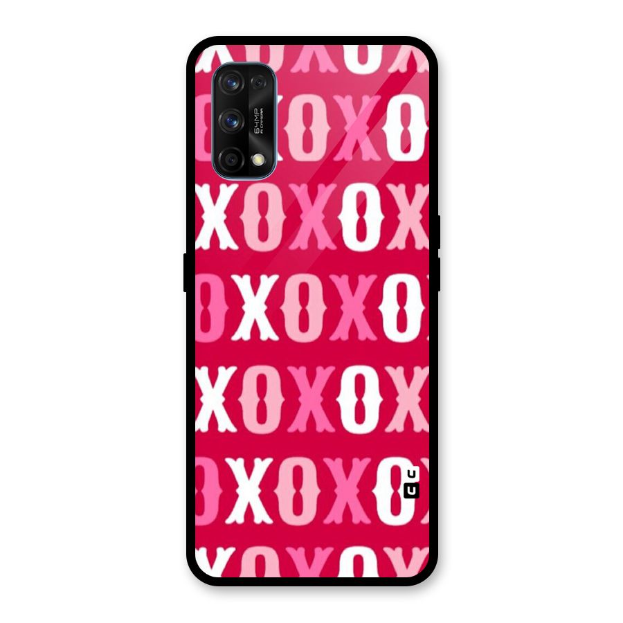 Pink White Xoxo Glass Back Case for Realme 7 Pro