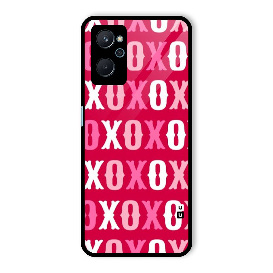Pink White Xoxo Glass Back Case for Realme 9i