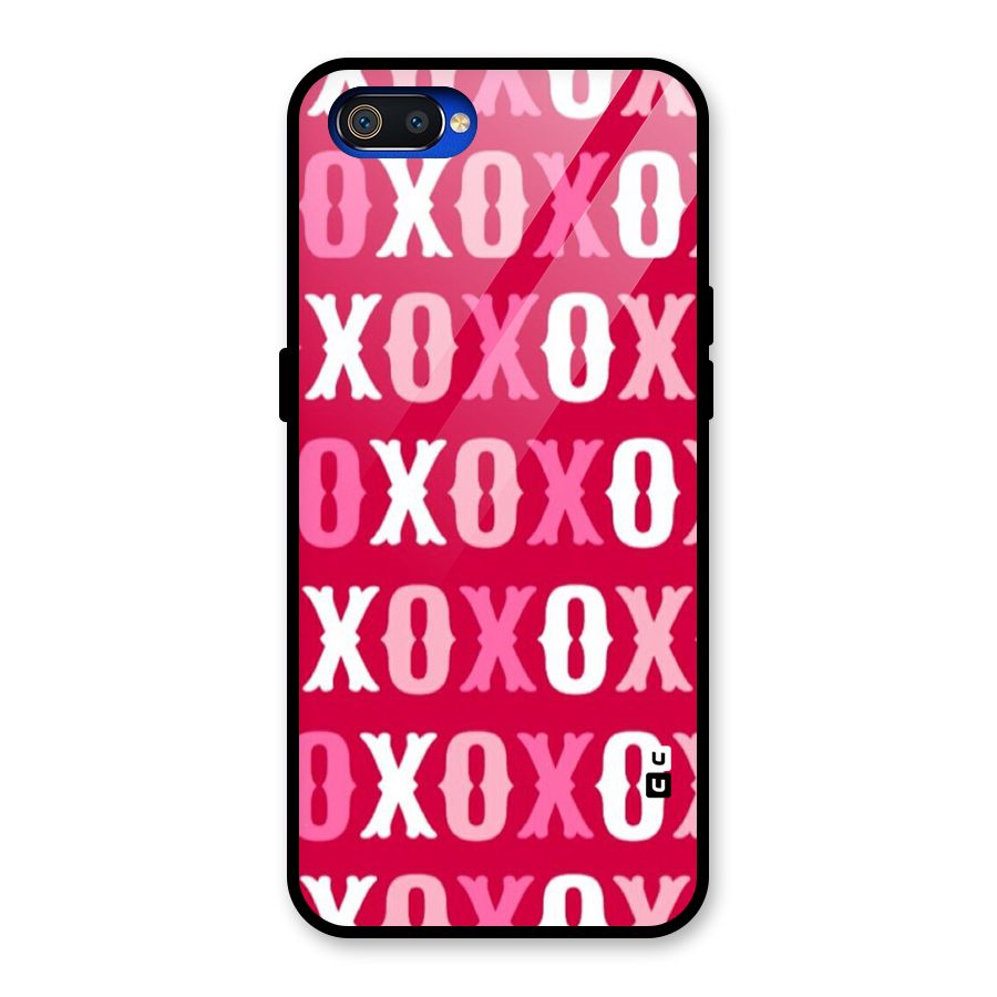 Pink White Xoxo Glass Back Case for Realme C2