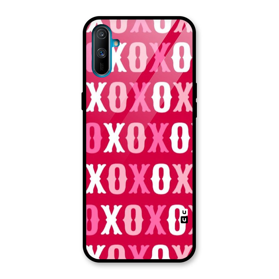Pink White Xoxo Glass Back Case for Realme C3