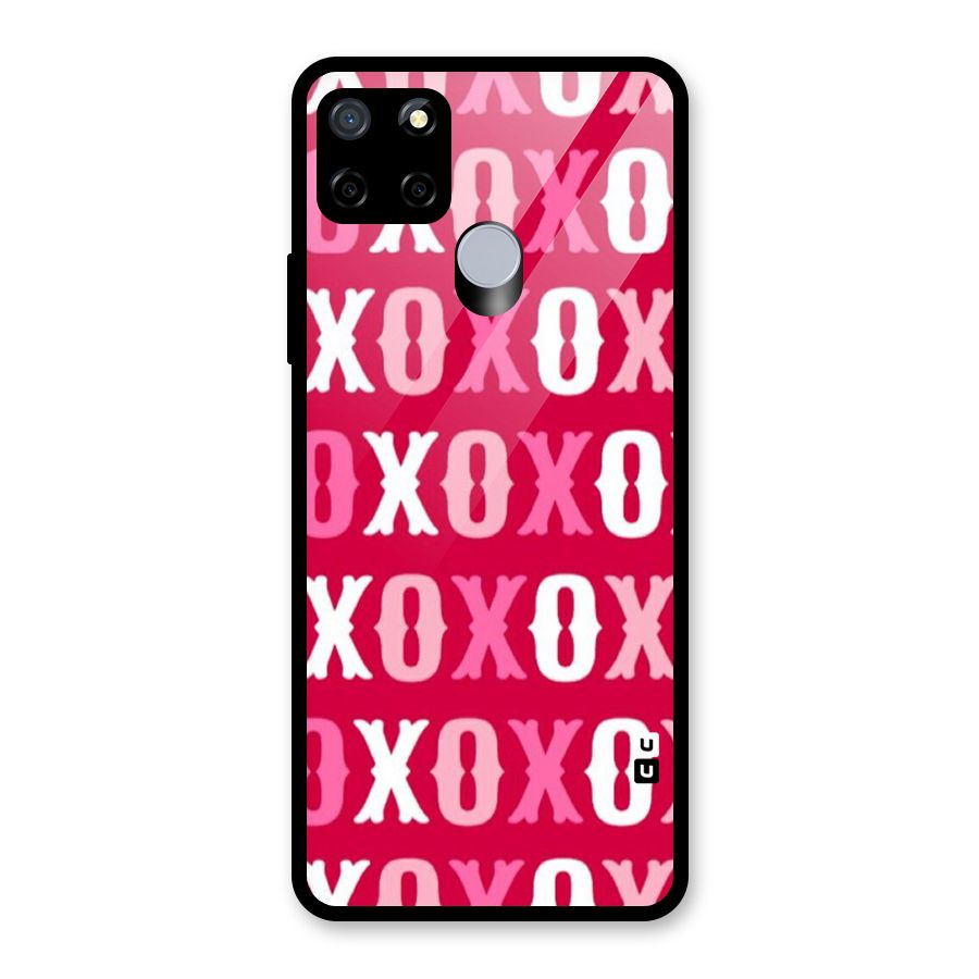 Pink White Xoxo Glass Back Case for Realme Narzo 20