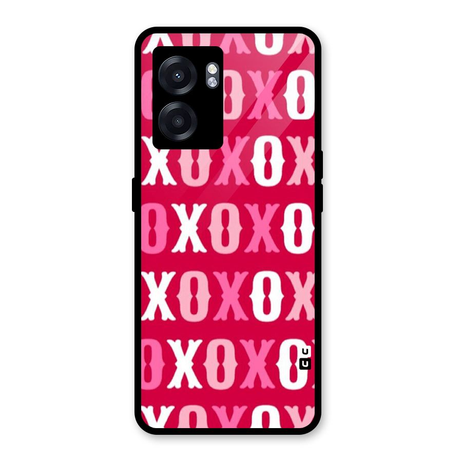 Pink White Xoxo Glass Back Case for Realme Narzo 50 5G