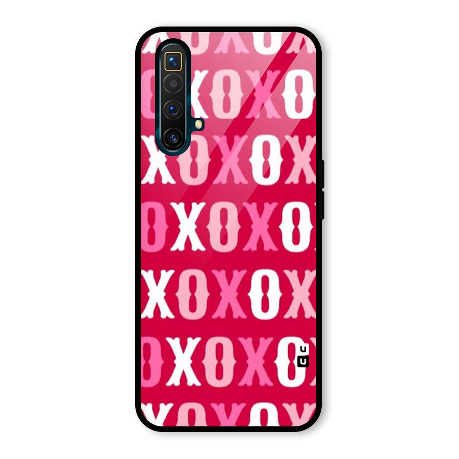 Pink White Xoxo Glass Back Case for Realme X3 SuperZoom