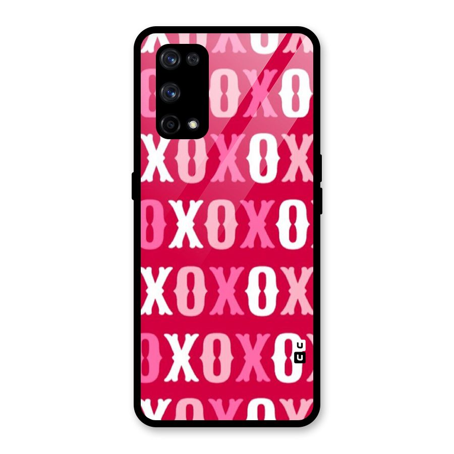 Pink White Xoxo Glass Back Case for Realme X7 Pro