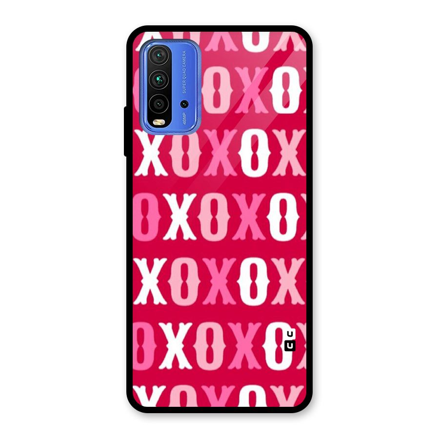 Pink White Xoxo Glass Back Case for Redmi 9 Power