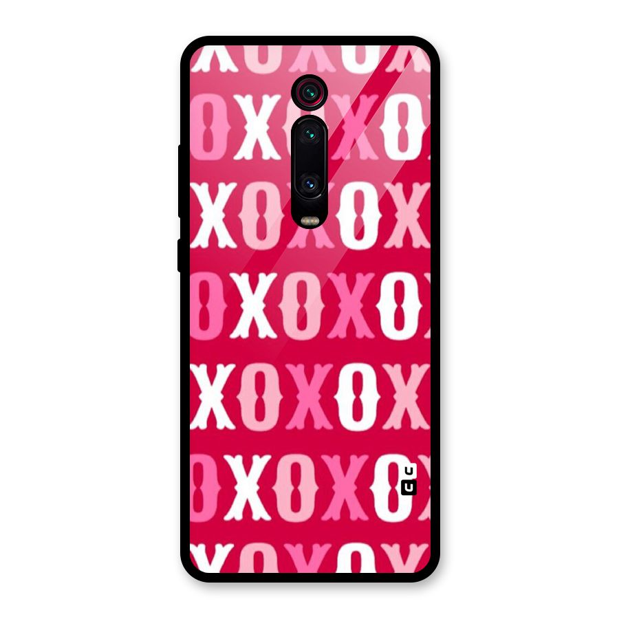 Pink White Xoxo Glass Back Case for Redmi K20 Pro